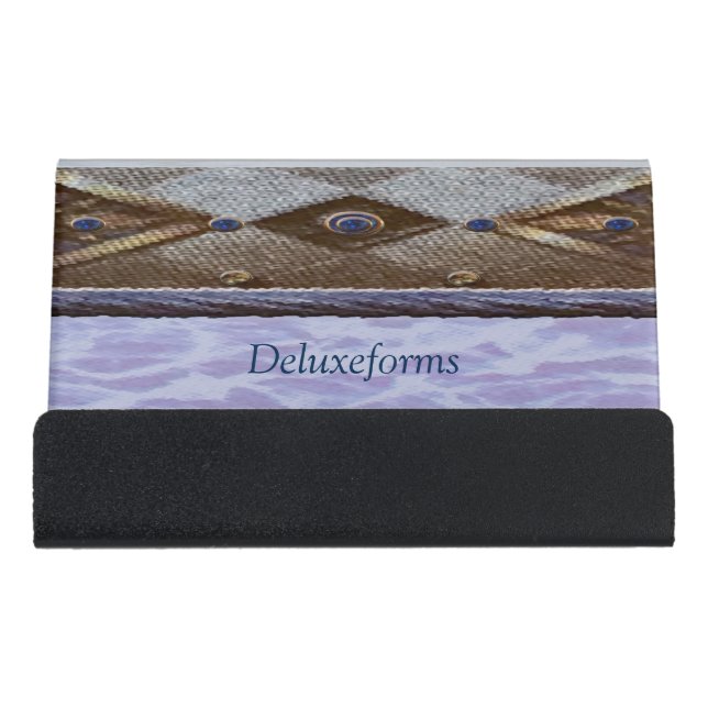 Blue Bayview Desk Business Card Holder (Front)