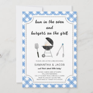 Blue BBQ Baby Shower Invitation