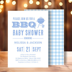 Blue BBQ Baby Shower  Invitation