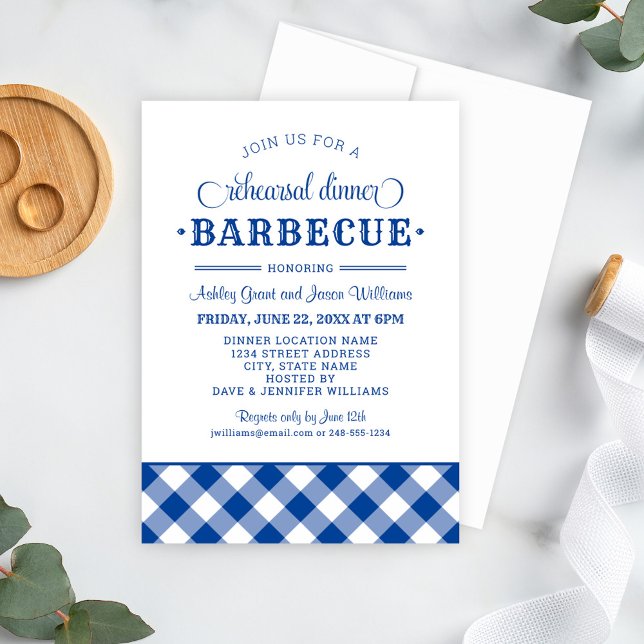 Blue BBQ Wedding Rehearsal Dinner Barbecue Invitation (Creator Uploaded)