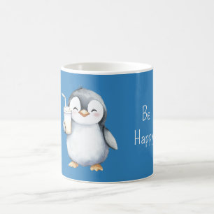 Blue Be Happy Penguin Coffee Mug
