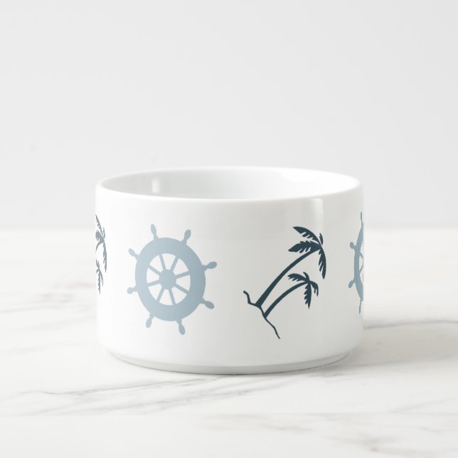Blue Beach Anchors Palm Trees Bowl (Center)