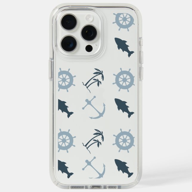 Blue Beach Anchors Palm Trees Speck iPhone Case (Front (White Titanium))