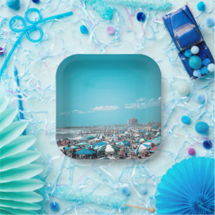 Blue Beach Art Paper Plates