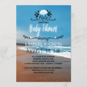 Blue Beach Baby Shower Invitation