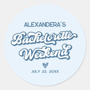 Blue Beach Bachelorette Party Favor Classic Round Sticker