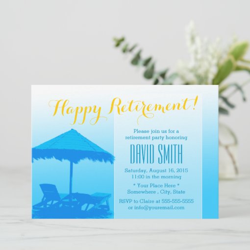 Blue Beach Chairs Retirement Party Invitations | Zazzle