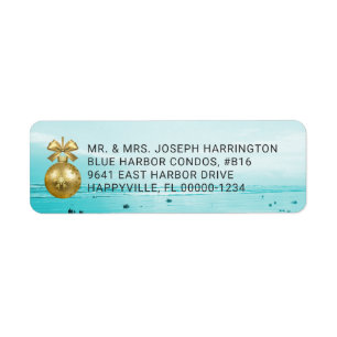 Blue Beach Christmas Return Address Labels