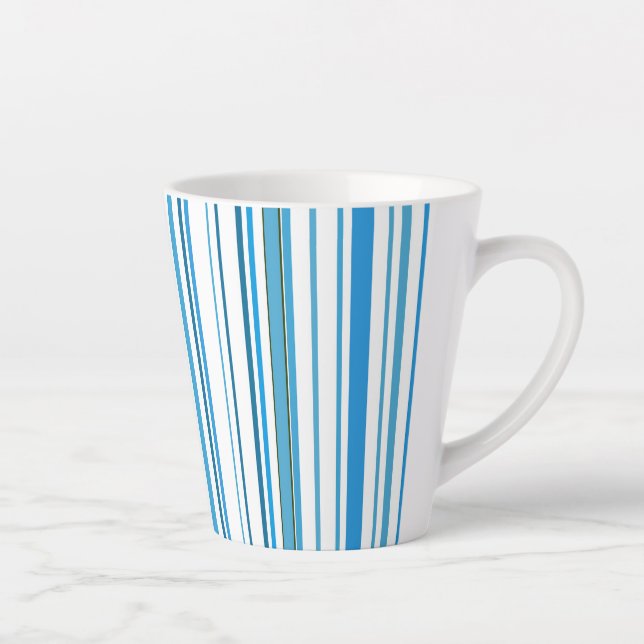 Blue Beach Color Stripes Latte Mug (Right)