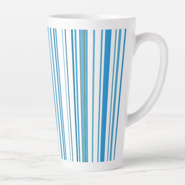 Blue Beach Color Stripes Latte Mug (Right)