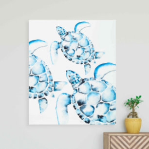 Blue Beach Decor Sea Turtle Metal Wall Art