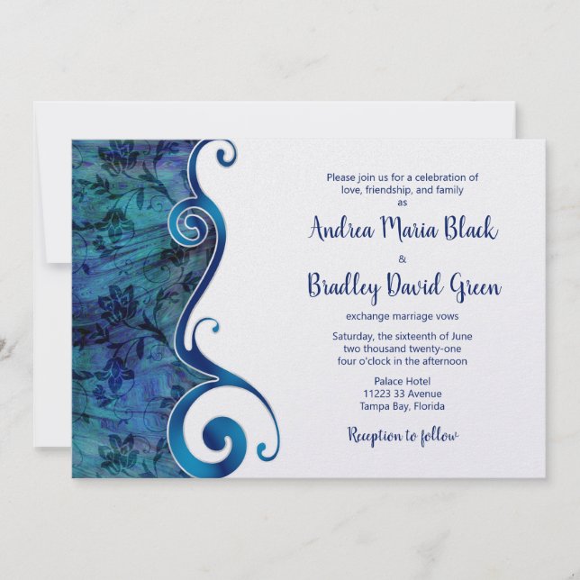 Blue Beach Destination Wedding Invitation (Front)