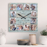 Blue Beach Driftwood Planks Rustic Nautical Square Wall Clock<br><div class="desc">Easily create your own personalized blue rustic driftwood planks lake house style wall clock with your custom photos. The template uses a photo filter to create a more coordinated look. For best results,  crop the images to square - with the focus point in the center - before uploading.</div>