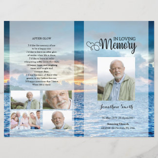 Blue beach Funeral Program template