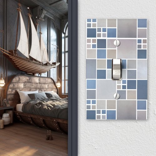 Blue Beach Geometric Pattern Light Switch Cover