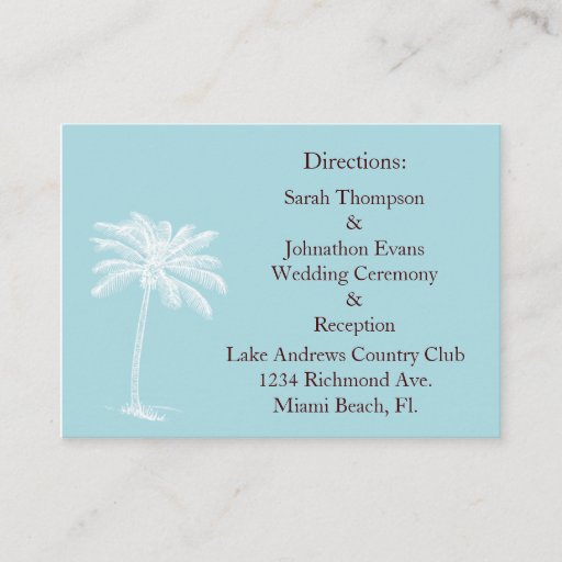 Customizable Blue Beach Getaway Direction Cards Business Cards