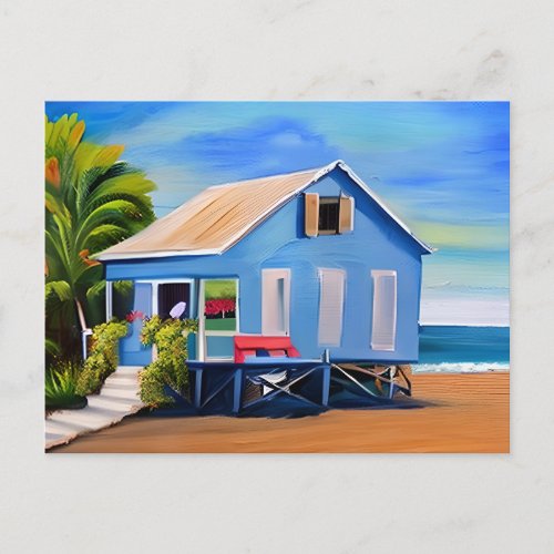 Blue Beach Home and Ocean  Keeping in Touch Postcard