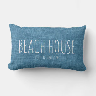 Blue Beach House Custom Coordinates Lumbar Pillow