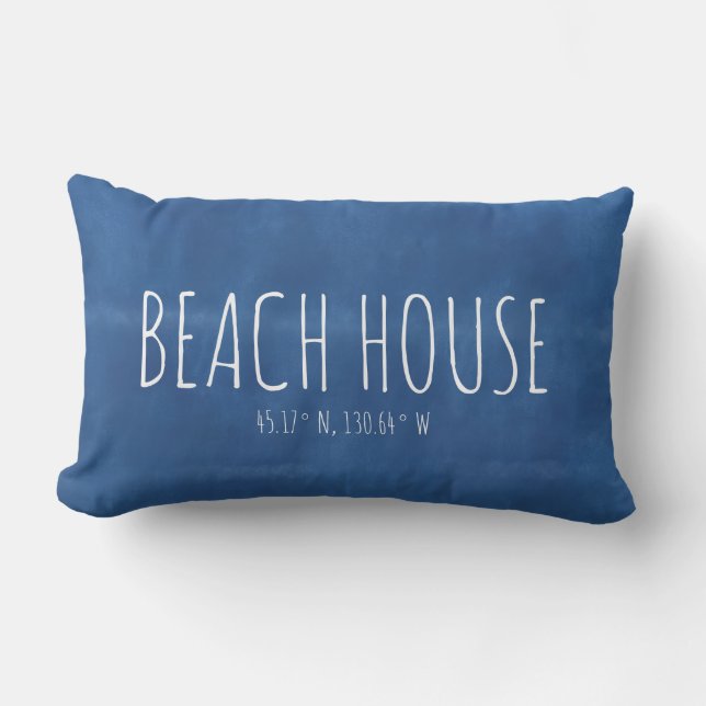 Blue Beach House Custom Coordinates Outdoor Lumbar Pillow (Front)