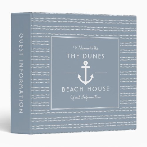 Blue Beach House Vacation Rental Guest Information 3 Ring Binder