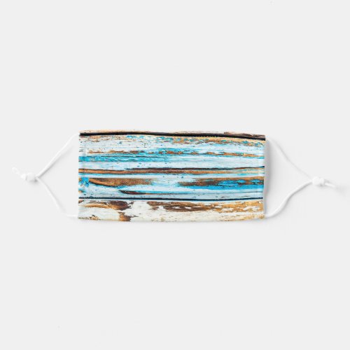 Blue beach house weathered wood planks adult cloth face mask