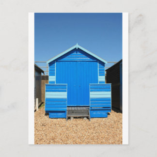 blue beach hut postcard