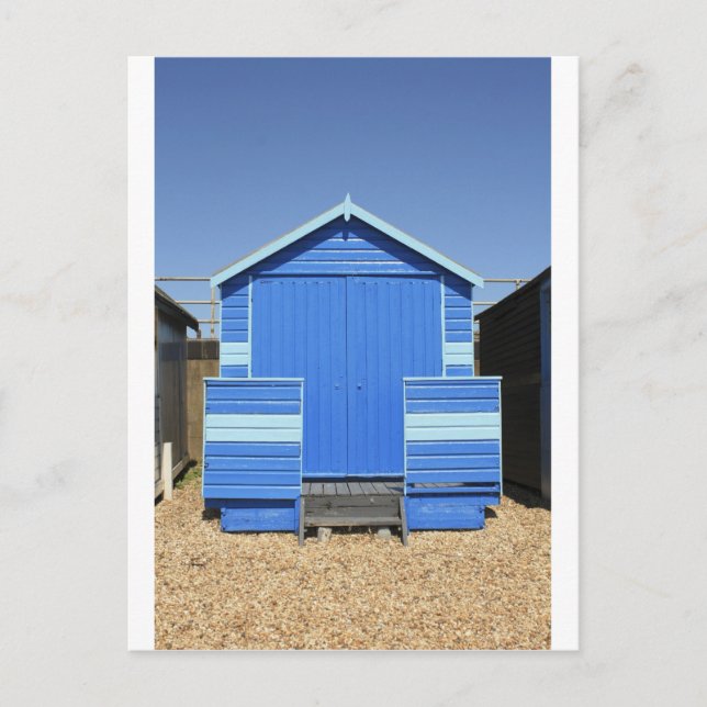blue beach hut postcard (Front)