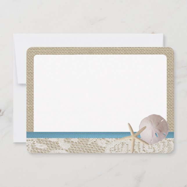 Blue Beach Lace Sand Dollar Thank You Card (Front)