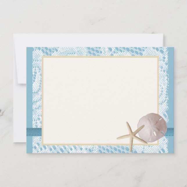 Blue Beach Lace Sand Dollar Thank You Card (Front)