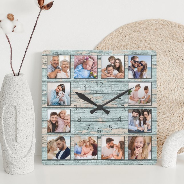 Blue Beach Nautical Driftwood Square Wall Clock (Creator Uploaded)