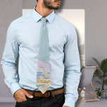 Blue Beach Neck Tie<br><div class="desc">Transport yourself to the serene coastal bliss of a summer's day with this art print neck tie, capturing the essence of a tranquil beach scene. The soft pastel hues of blue, pink, purple, tan and creams, evoke the calming aura of a coastal sunset or sunrise, where the ocean's gentle surf...</div>