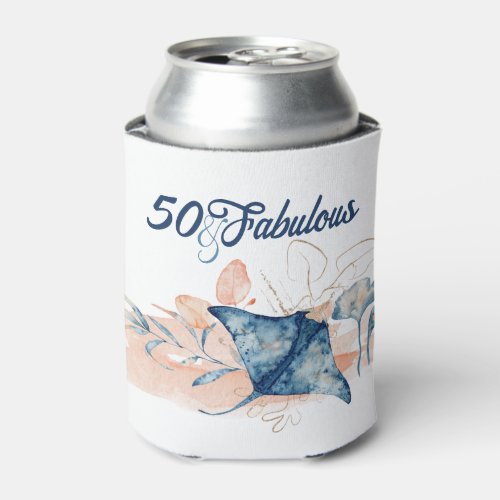 Blue beach ocean sea fifty and fabulous birthday can cooler