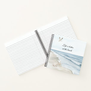 Blue Beach Ocean Starfish Sea Birds Notebook