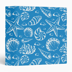 Blue Beach Pattern 3 Ring Binder