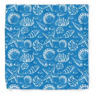 Blue Beach Pattern Bandana