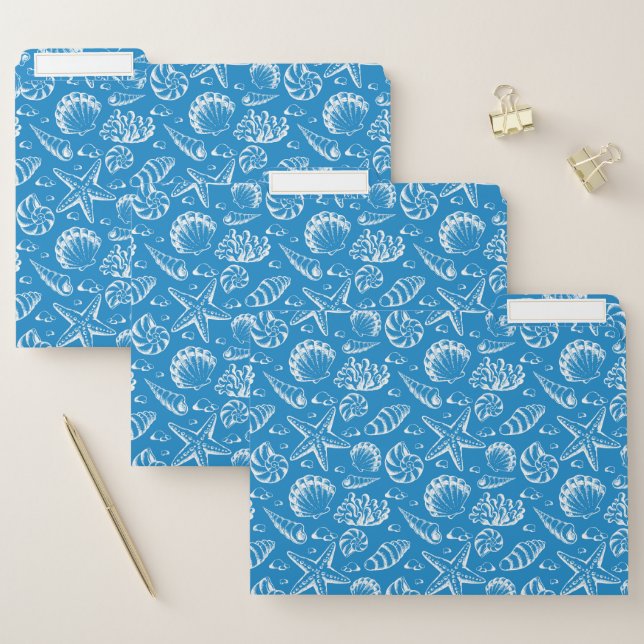 Blue Beach Pattern File Folder (Set)