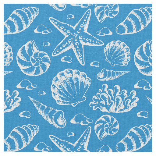 Blue Beach Pattern | Monogram 2 Fabric