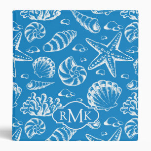 Blue Beach Pattern Monogram Binder