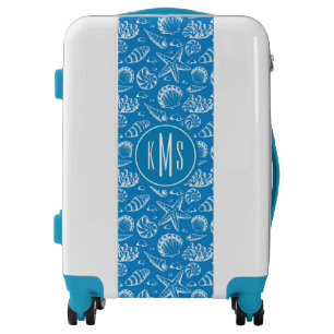 Blue Beach Pattern  Monogram Luggage