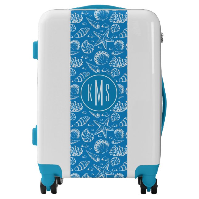 Blue Beach Pattern| Monogram Luggage (Front)