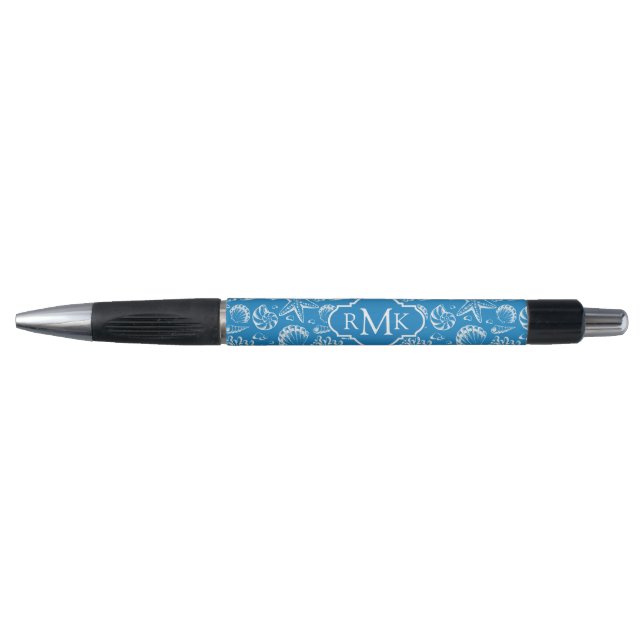 Blue Beach Pattern | Monogram Pen (Front)