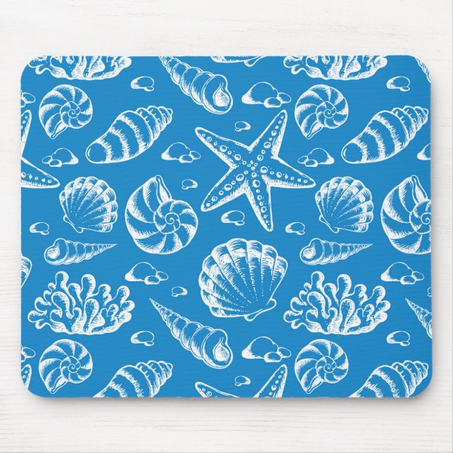 Blue Beach Pattern Mouse Pad (Front)
