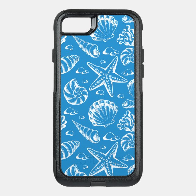 Blue Beach Pattern Otterbox iPhone Case (Back)