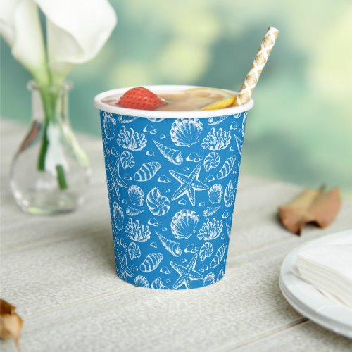 Blue Beach Pattern Paper Cups