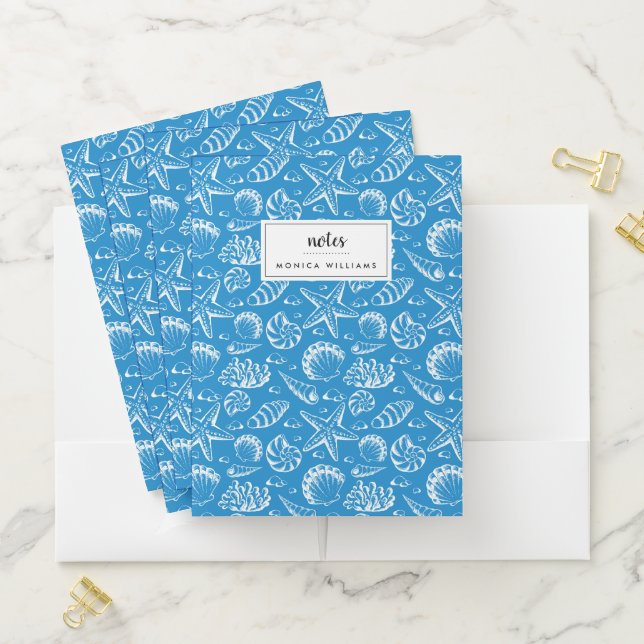Blue Beach Pattern Pocket Folder (In Situ)