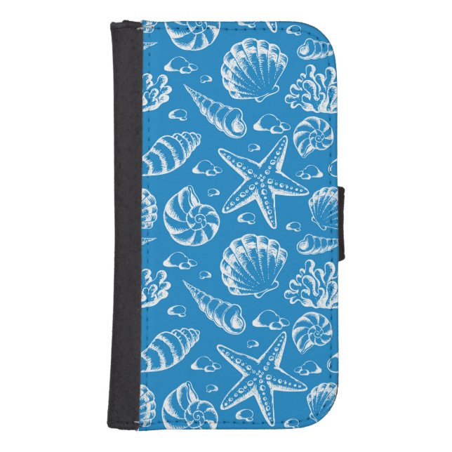 Blue Beach Pattern Samsung Galaxy Wallet Case (Front)