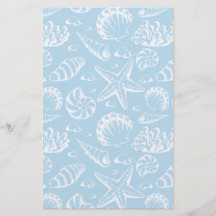 Blue Beach Pattern Stationery