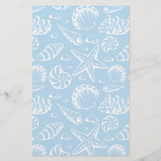 Blue Beach Pattern Stationery (Front)