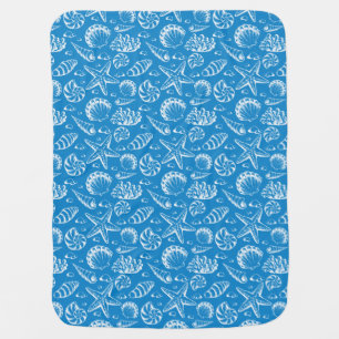 Blue Beach Pattern Swaddle Blanket