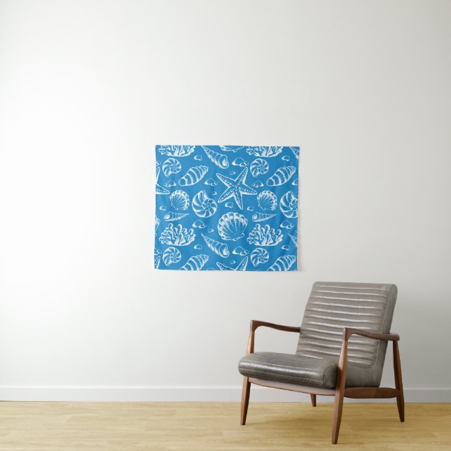 Blue Beach Pattern Tapestry (In Situ (Horizontal))